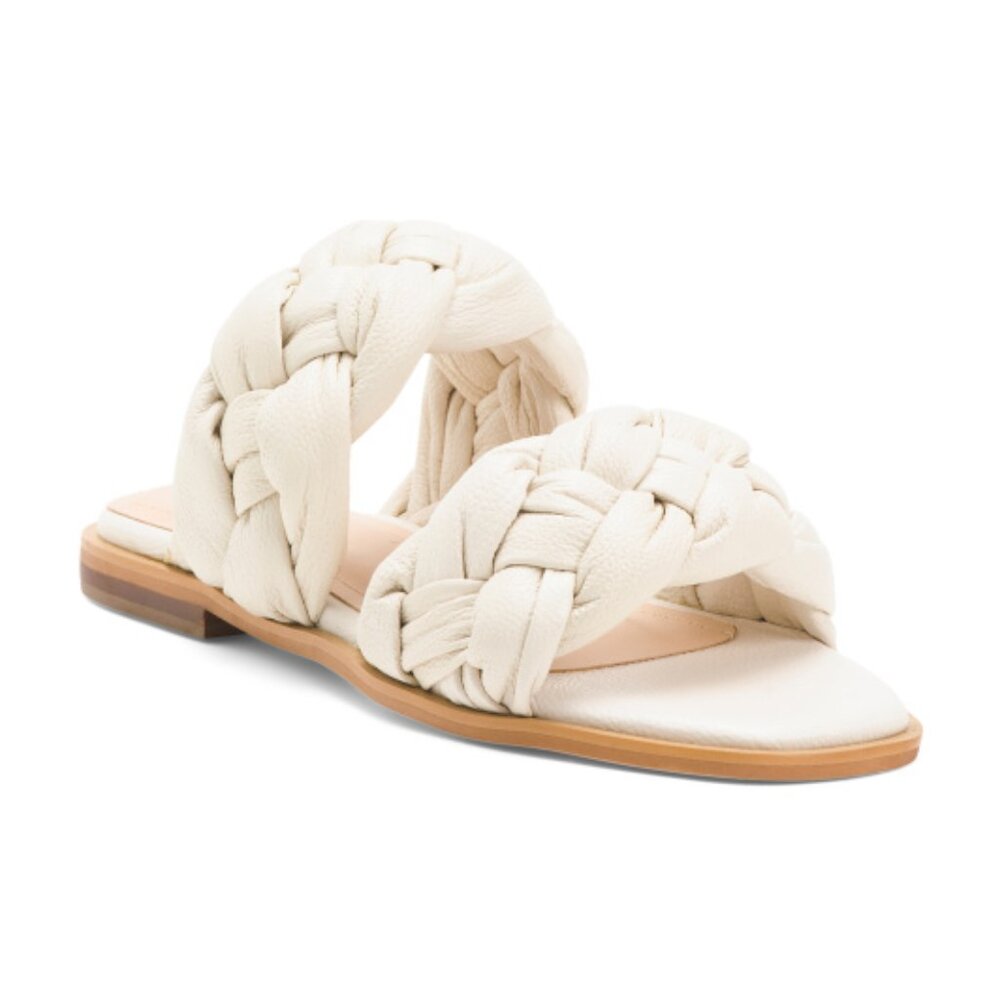 ALTA Off White Made In Colombia Leather Odette Flat Sandals